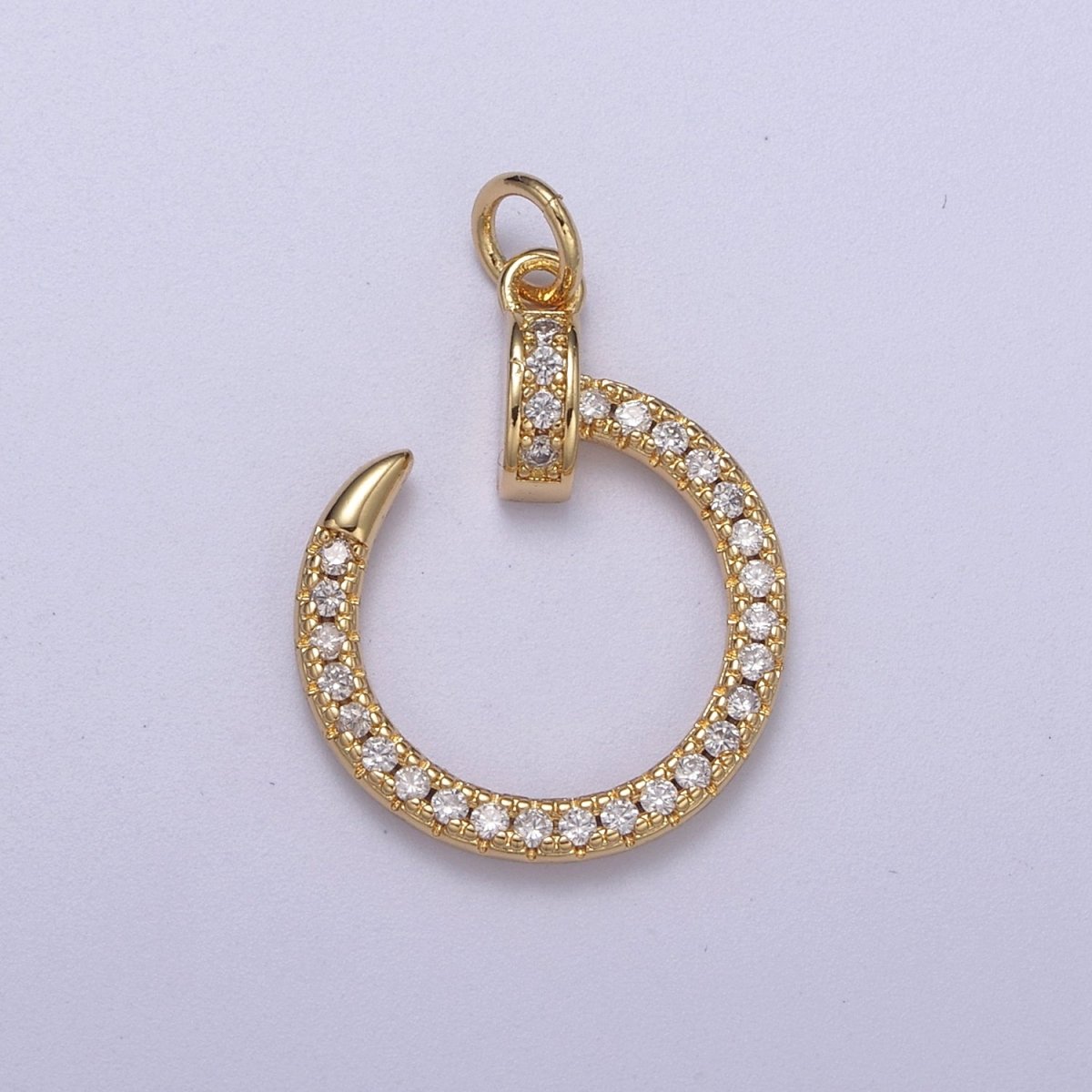 Cubic Round Circle Charm Dangle 14k Gold Filled CZ Charm Silver Open Pendant N-262 N-263