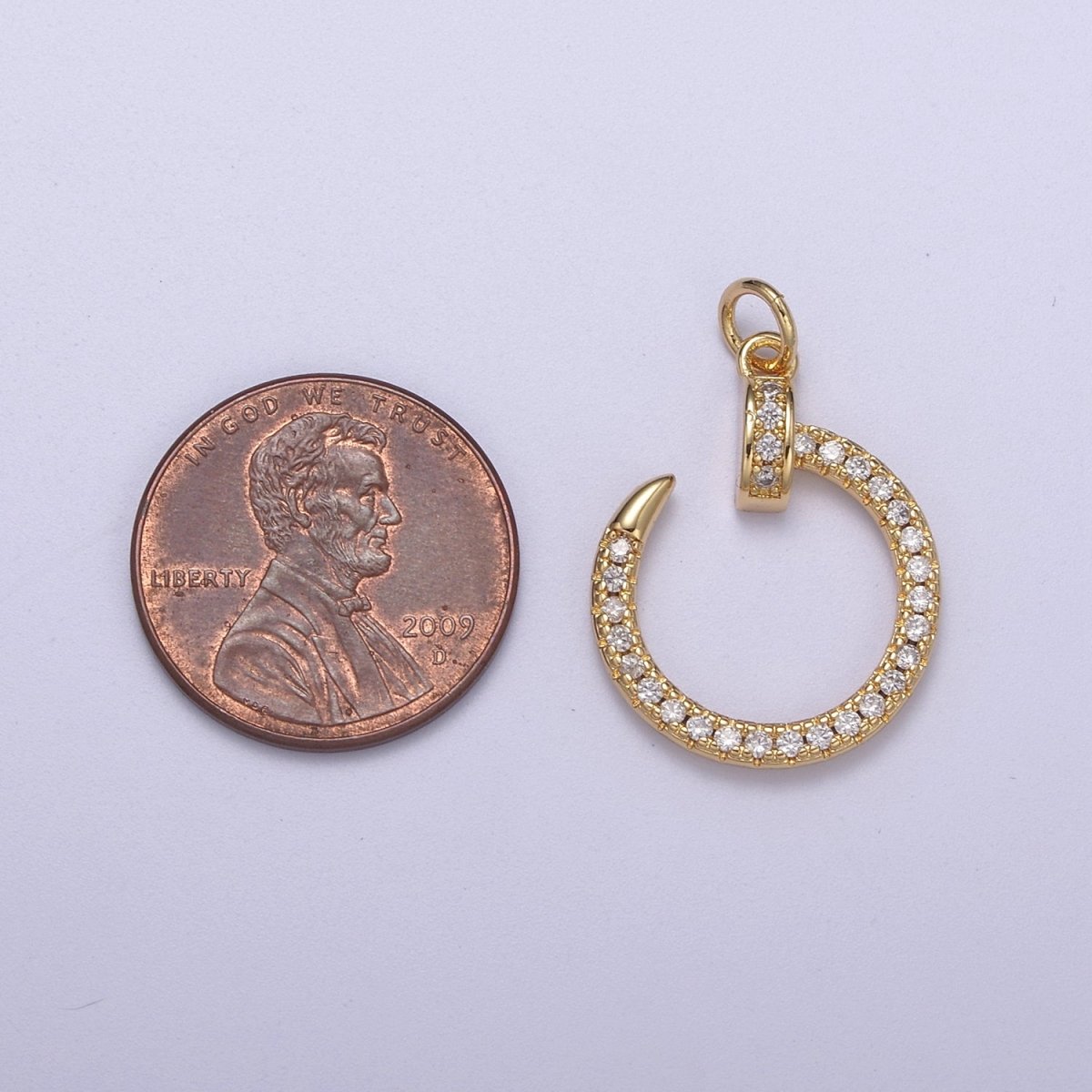 Cubic Round Circle Charm Dangle 14k Gold Filled CZ Charm Silver Open Pendant N-262 N-263