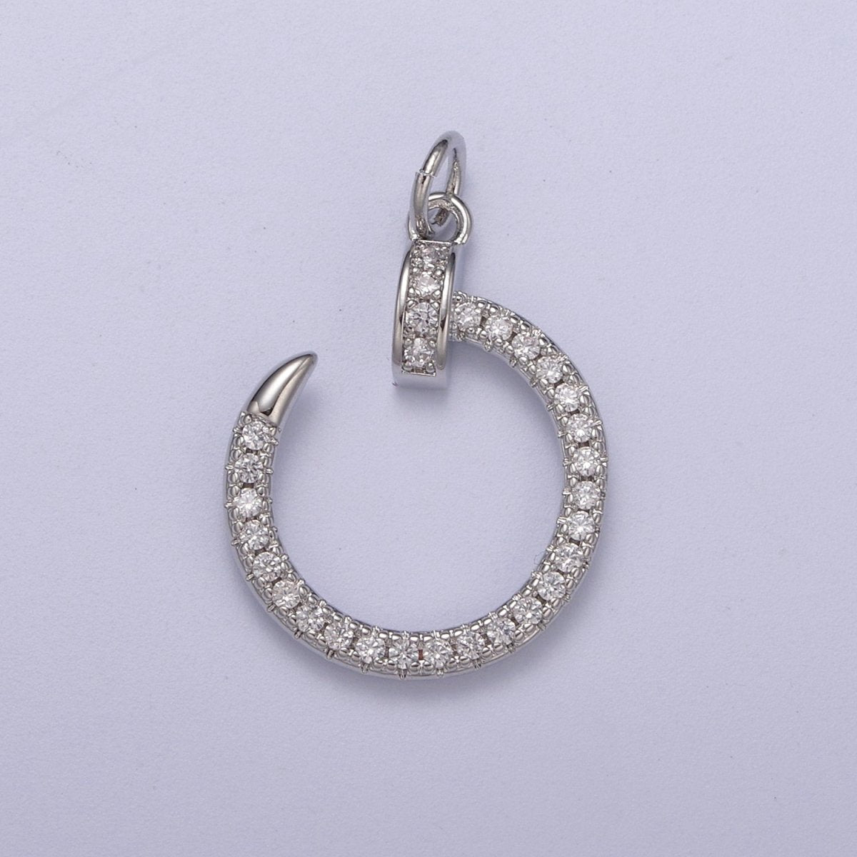 Cubic Round Circle Charm Dangle 14k Gold Filled CZ Charm Silver Open Pendant N-262 N-263