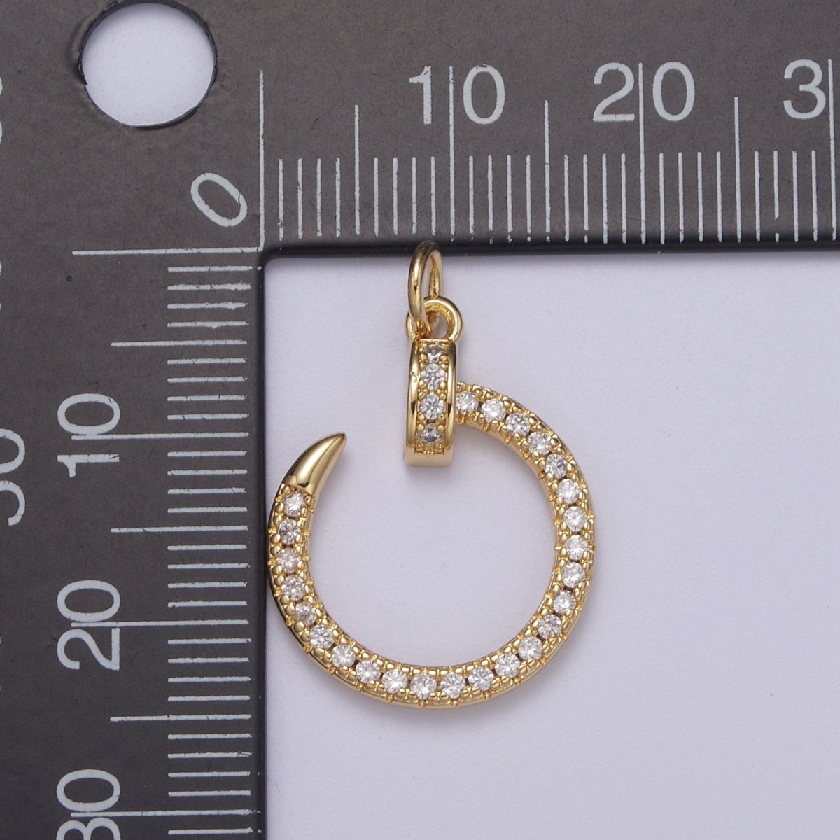 Cubic Round Circle Charm Dangle 14k Gold Filled CZ Charm Silver Open Pendant N-262 N-263