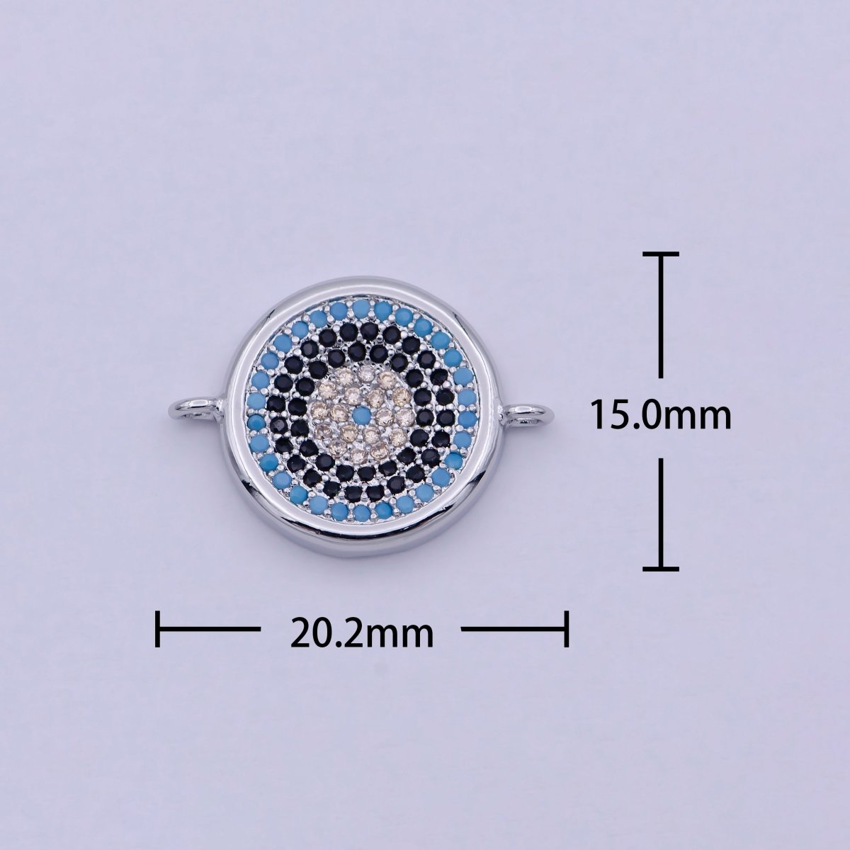Cubic Silver Evil Eye Charm Connector Greek Evil Eye Link Connector Pave Evil Eye Jewelry Making 20.2x14.9mm F-086 - DLUXCA