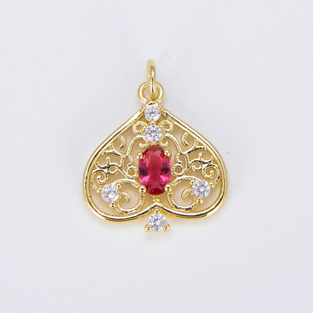 Cubic Spades Charm Gold Filigree Lucky Charm, Spades Dainty Pendant Charm, For DIY Jewelry E-814