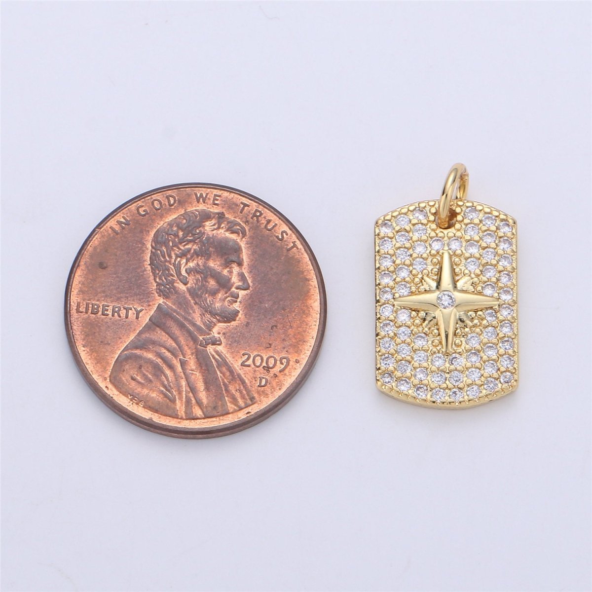 Cubic Star Pendant Micro Pave Military Tag Dog Tag charms in 24k Gold Filled for Necklace Component I-564
