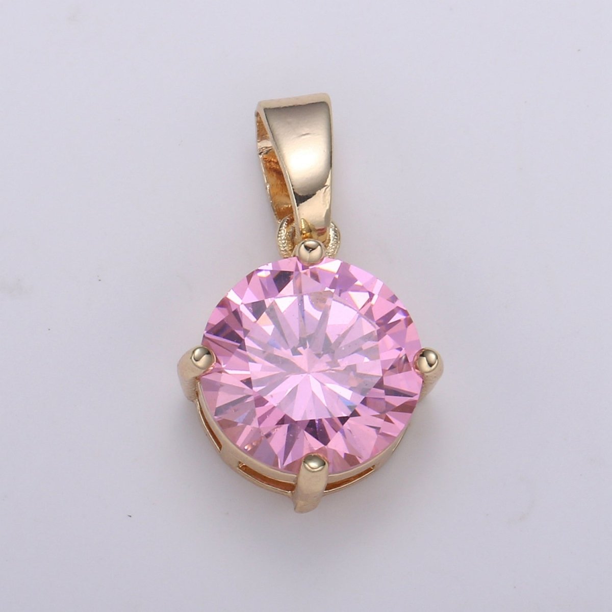 Cubic Zirconia 18K Gold Pendant, Solitaire Cubic Charm for Easy Self-Making Jewelry, Sophisticate Pendant H-262 H-263 J-098
