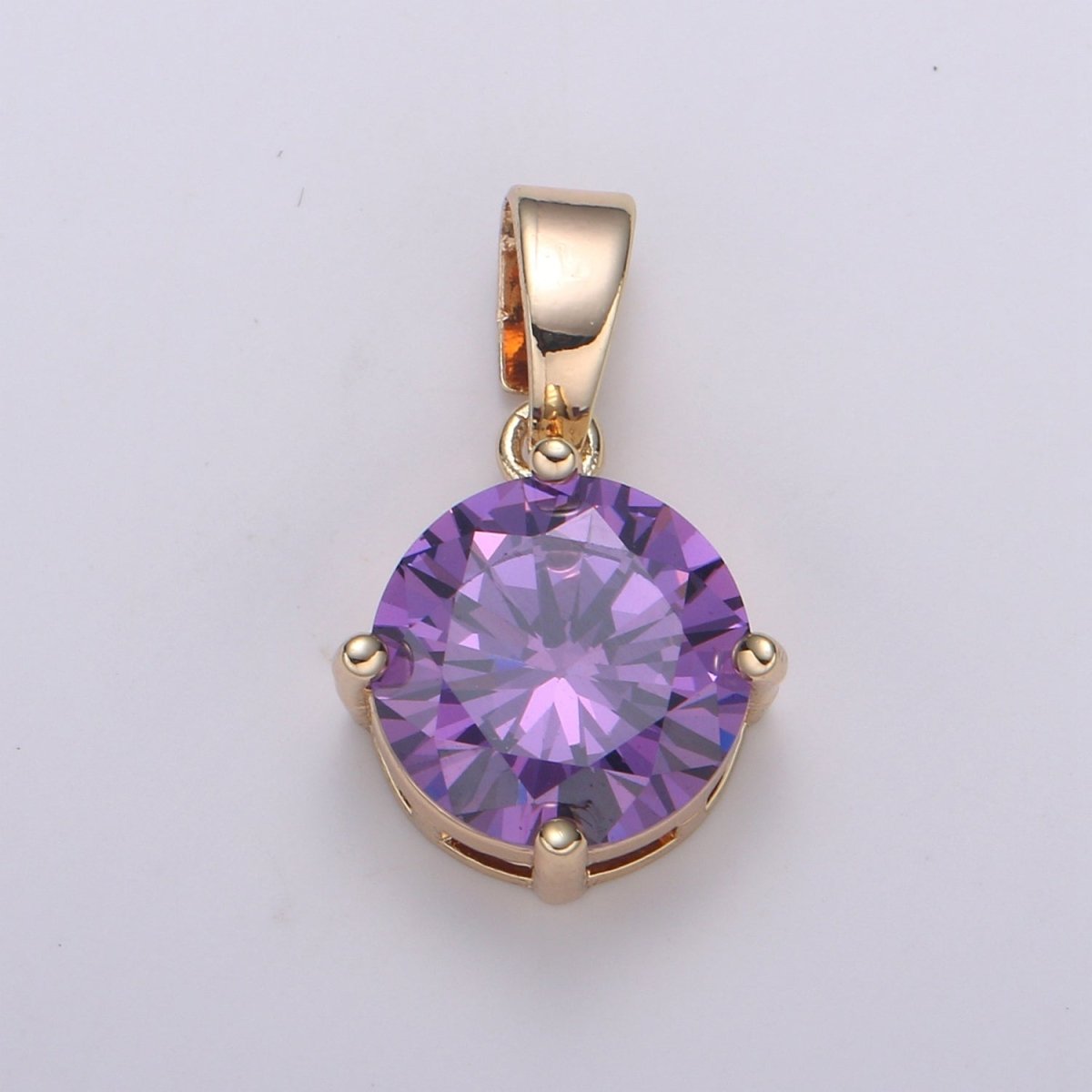 Cubic Zirconia 18K Gold Pendant, Solitaire Cubic Charm for Easy Self-Making Jewelry, Sophisticate Pendant H-262 H-263 J-098