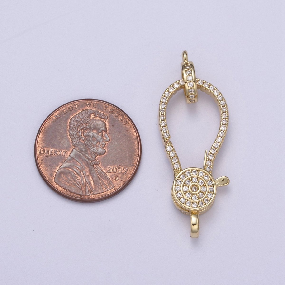 Cubic Zirconia Clasp, Gold Filled Clasp Enhancer, Pave CZ Lobster Clasp 35.3x12.6mm L-606 - DLUXCA