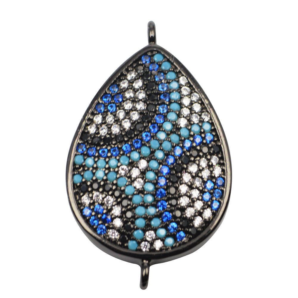 Cubic Zirconia Crystal Turquoise Stone Lucky Teardrop Bubbles Cooper Gold Filled Charm Connector Bracelet Design Plated Material F-418