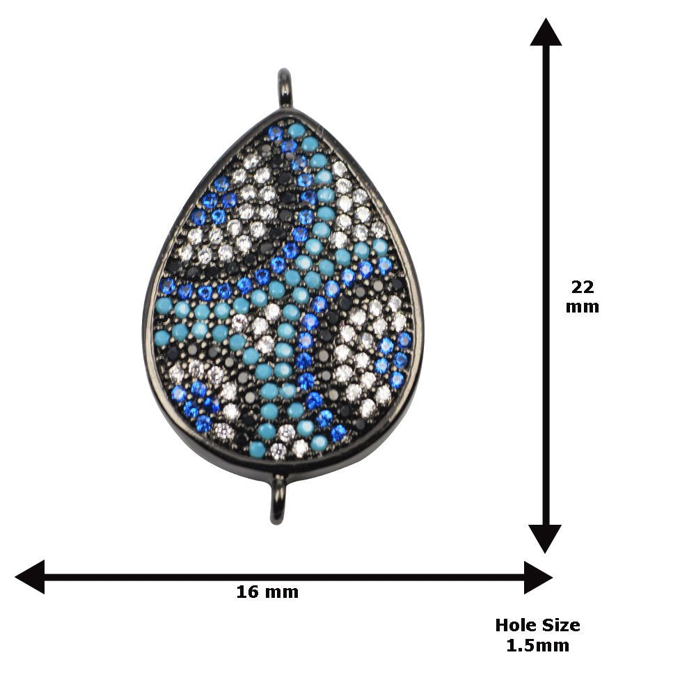 Cubic Zirconia Crystal Turquoise Stone Lucky Teardrop Bubbles Cooper Gold Filled Charm Connector Bracelet Design Plated Material F-418