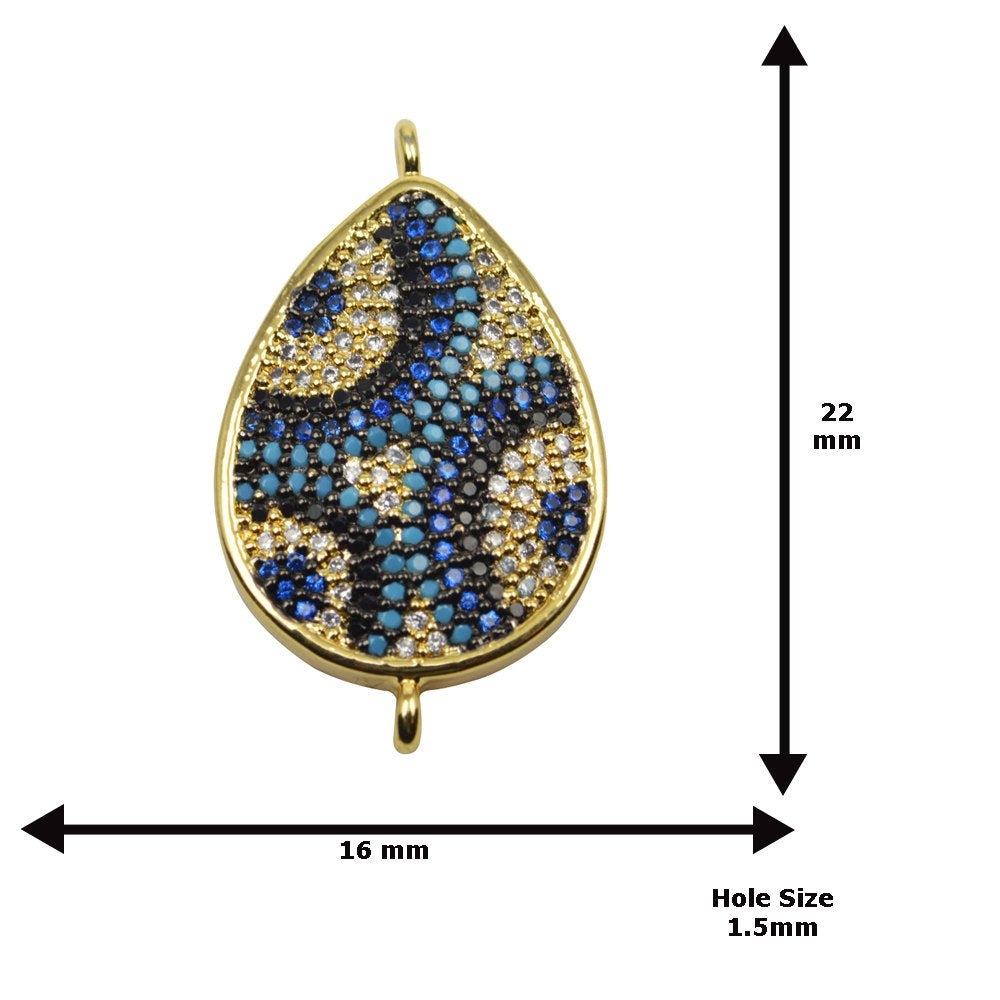 Cubic Zirconia Crystal Turquoise Stone Lucky Teardrop Bubbles Cooper Gold Filled Charm Connector Bracelet Design Plated Material F-418