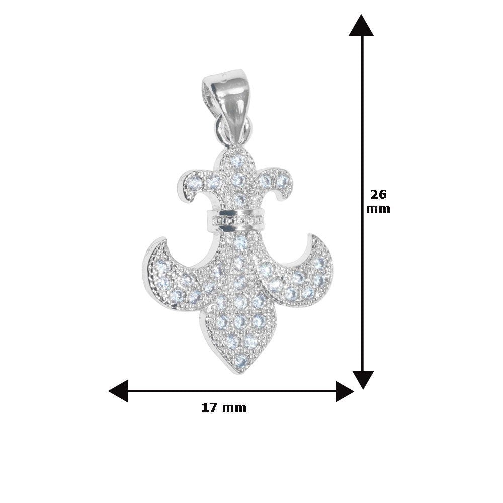 Cubic Zirconia Gold Filled Cooper, Crystal Bead Bracelet Jewelry Necklace Pendant Lily Flower Fleur de lis Charm I-696