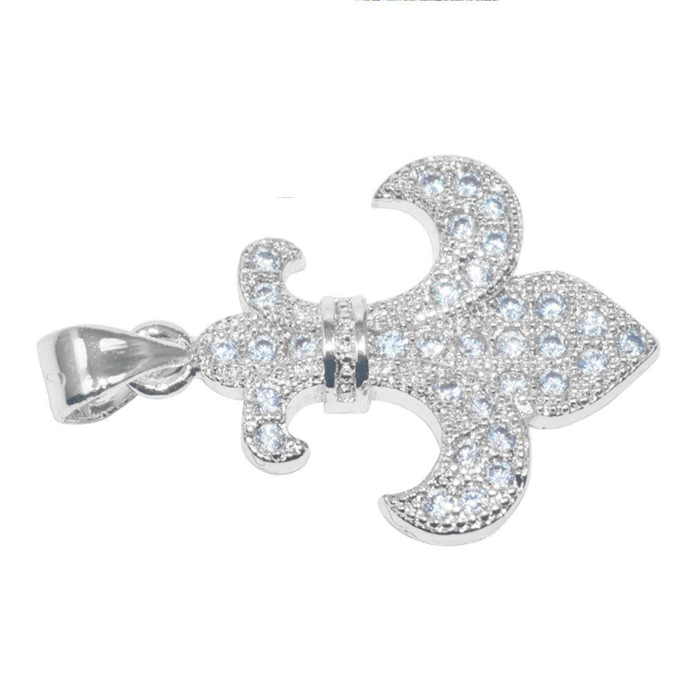 Cubic Zirconia Gold Filled Cooper, Crystal Bead Bracelet Jewelry Necklace Pendant Lily Flower Fleur de lis Charm I-696