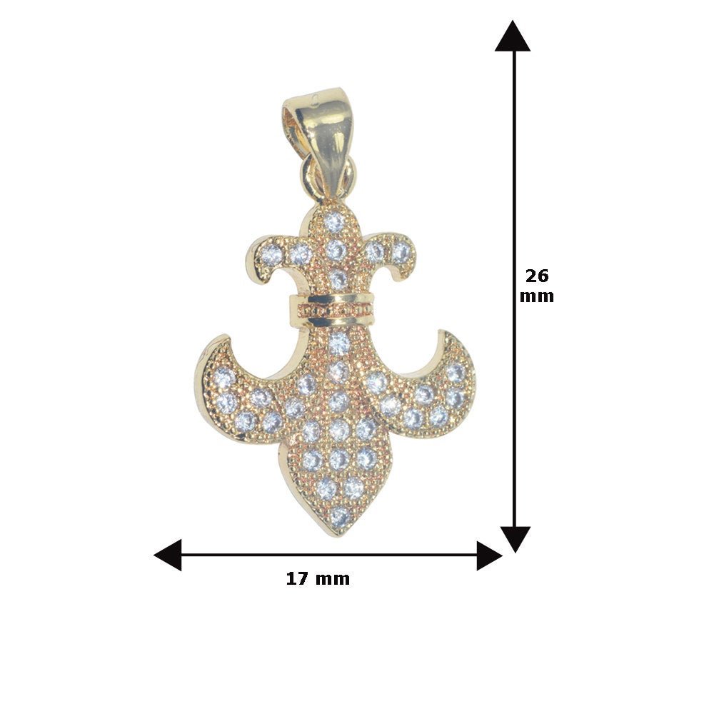 Cubic Zirconia Gold Filled Cooper, Crystal Bead Bracelet Jewelry Necklace Pendant Lily Flower Fleur de lis Charm I-696