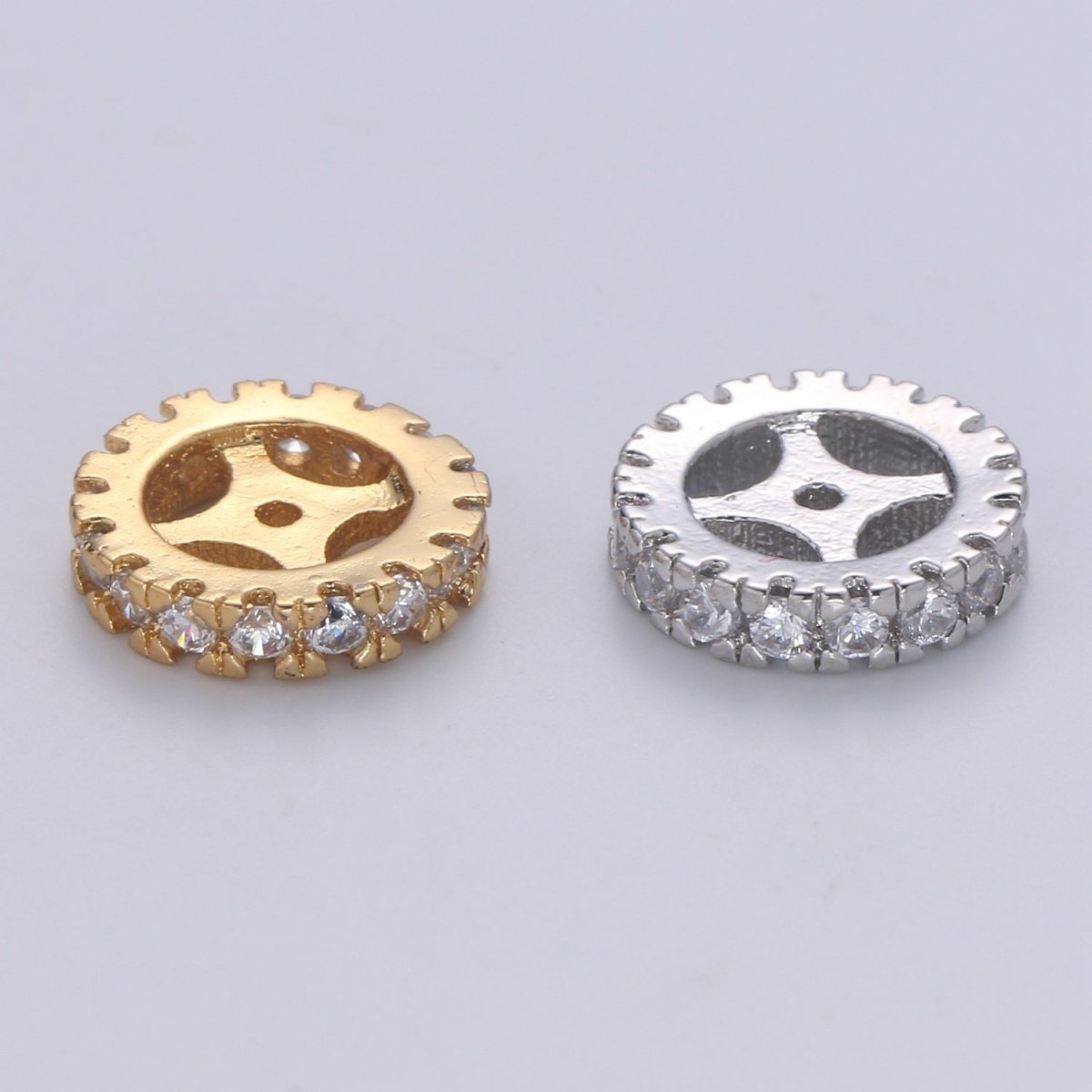 Cubic Zirconia Rondelle - Cz Beads - Crystal Spacers - Gold Rhinestone Spacer Beads Silver Bead Spacer Charm for Necklace Bracelet B-508