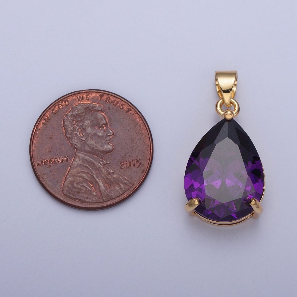 Cubic Zirconia Teardrop Pendant, Large Multicolor CZ For Necklace Making H-293 H-316 H-320 H-346 H-369 H-371 H-373