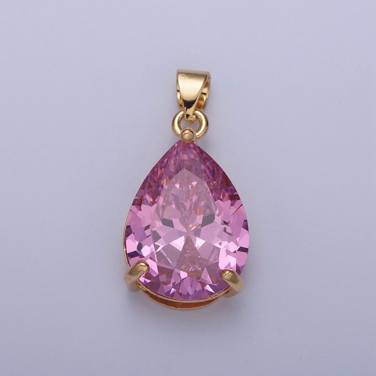 Cubic Zirconia Teardrop Pendant, Large Multicolor CZ For Necklace Making H-293 H-316 H-320 H-346 H-369 H-371 H-373