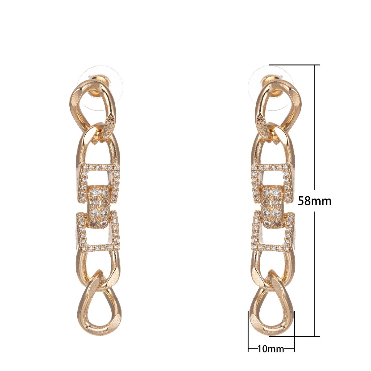 Curb Link Earrings Curb Chain Link Earring • Minimalist Gold Earring Dangle Stud Earring T-020