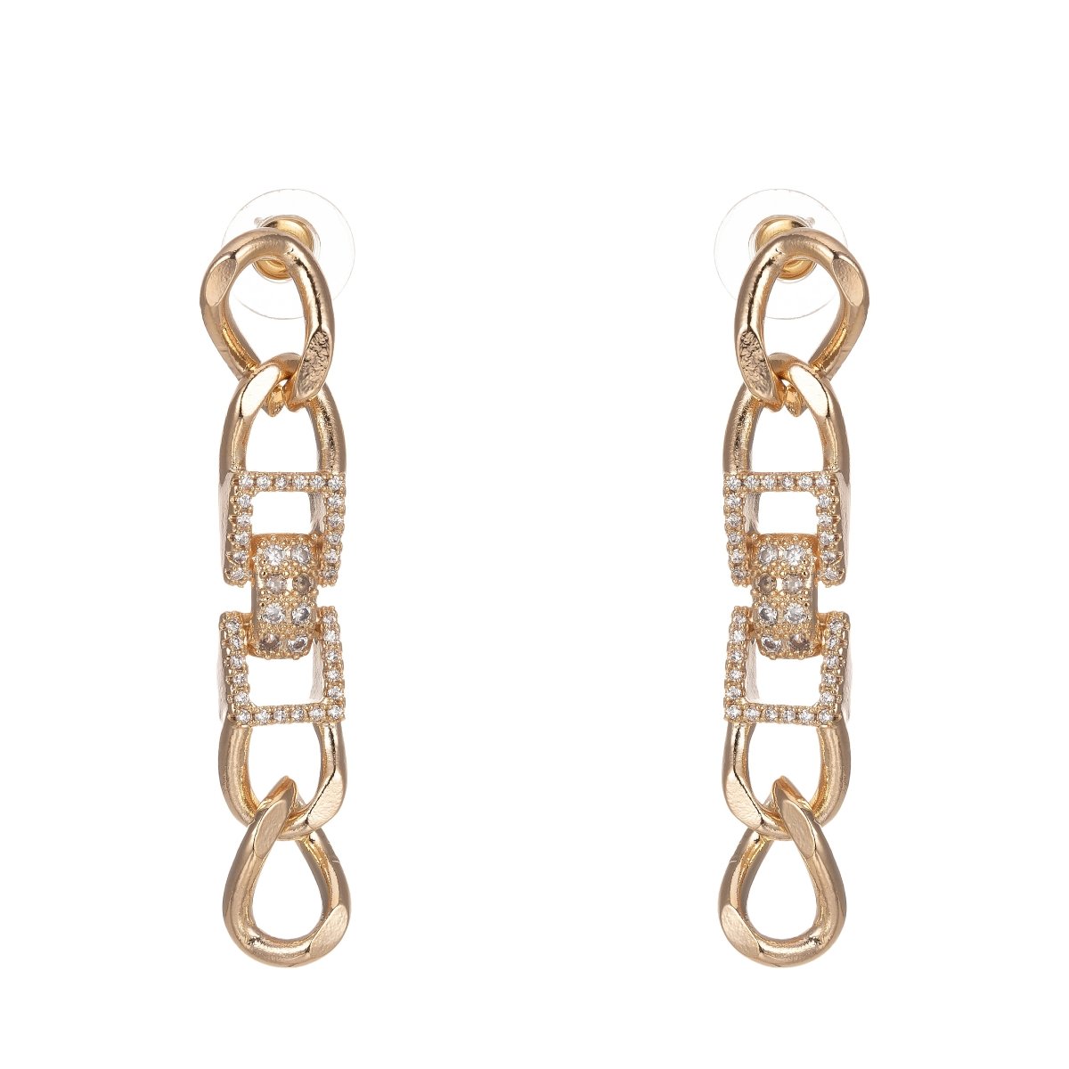 Curb Link Earrings Curb Chain Link Earring • Minimalist Gold Earring Dangle Stud Earring T-020