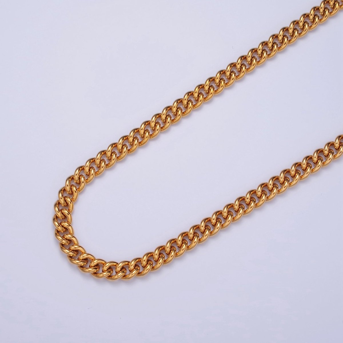 Curb Link Unfinished Chain, 5.3mm 24k Gold Filled Chain 19.5 inch long | WA-1393 Clearance Pricing - DLUXCA