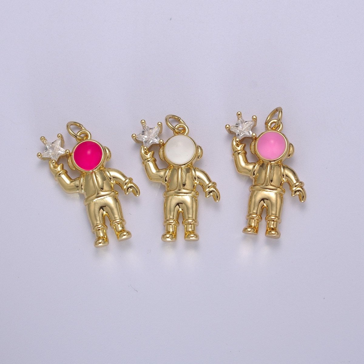 Cute Dainty Astronaut Charm, Enamel Robot Pendant Star Kids Monster Charm for Necklace Earring Bracelet Component Halloween Charm M-828-M-829