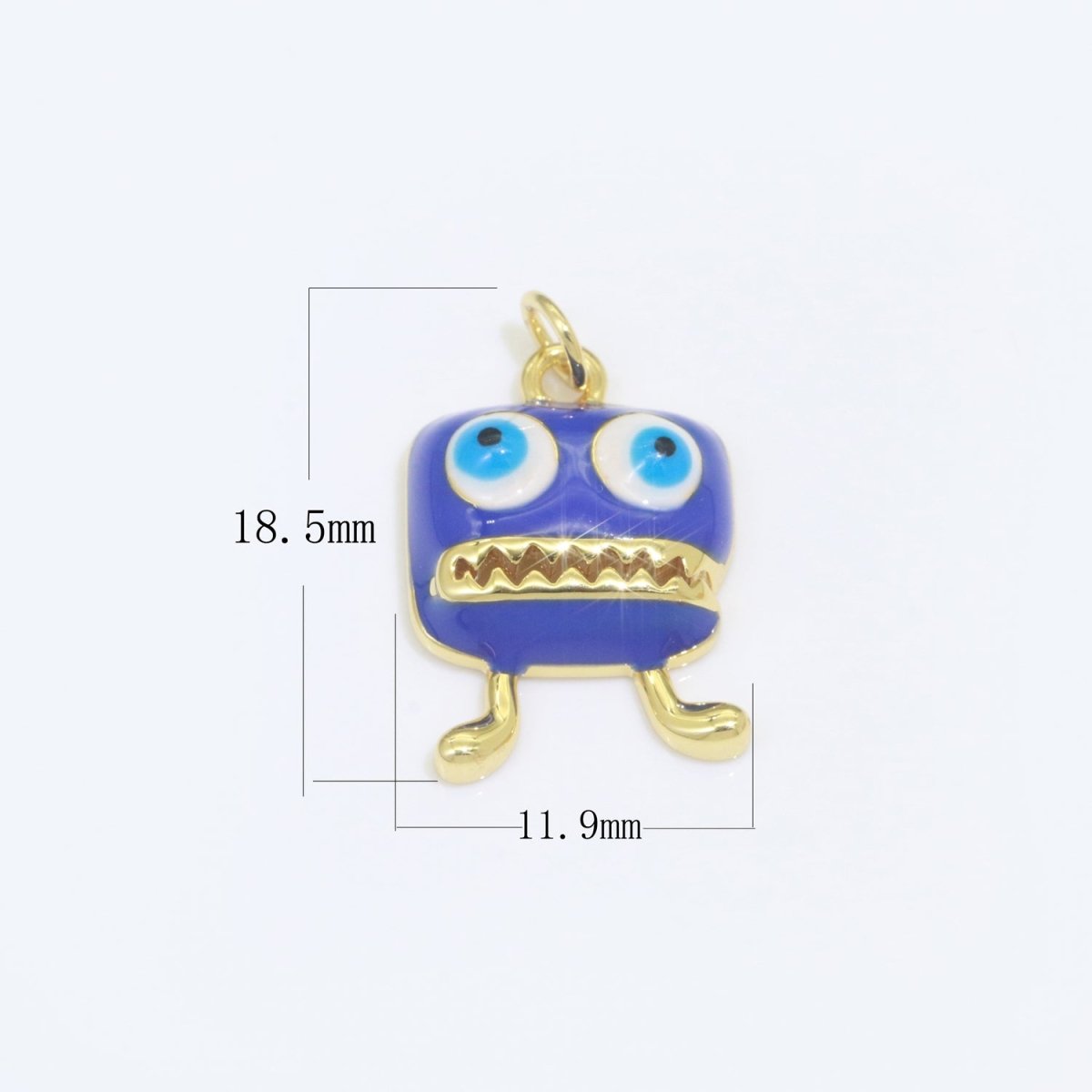 Cute Dainty Monster Charm, Enamel Robot Pendant Halloween Kids Monster Charm for Necklace Earring Bracelet Component Blue Red Monster M-546 M-547