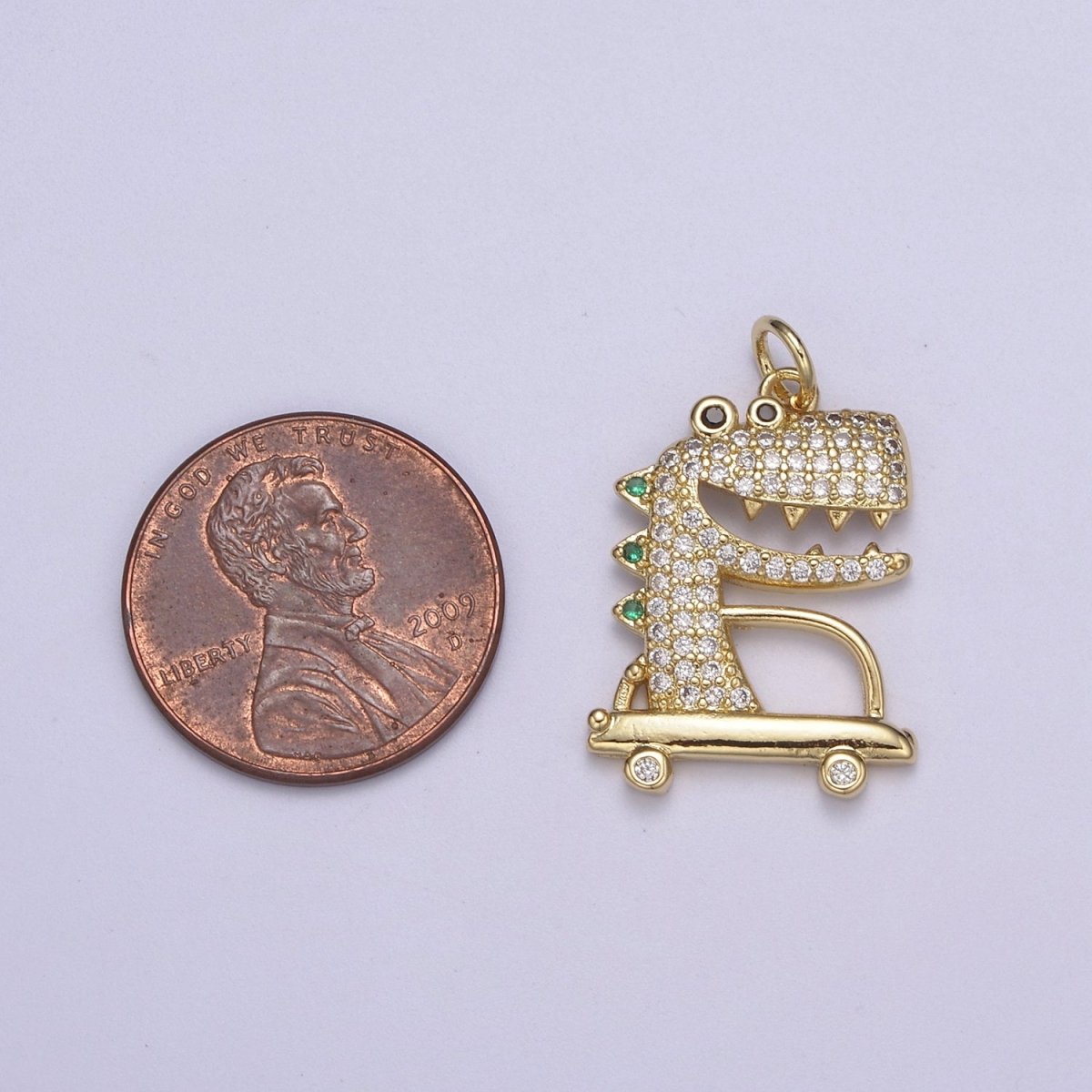Cute Gold Crocodile Charms Micro Pave Crocodile Charms, Animal Alligator Pendants Bracelet Charms N-437 - DLUXCA