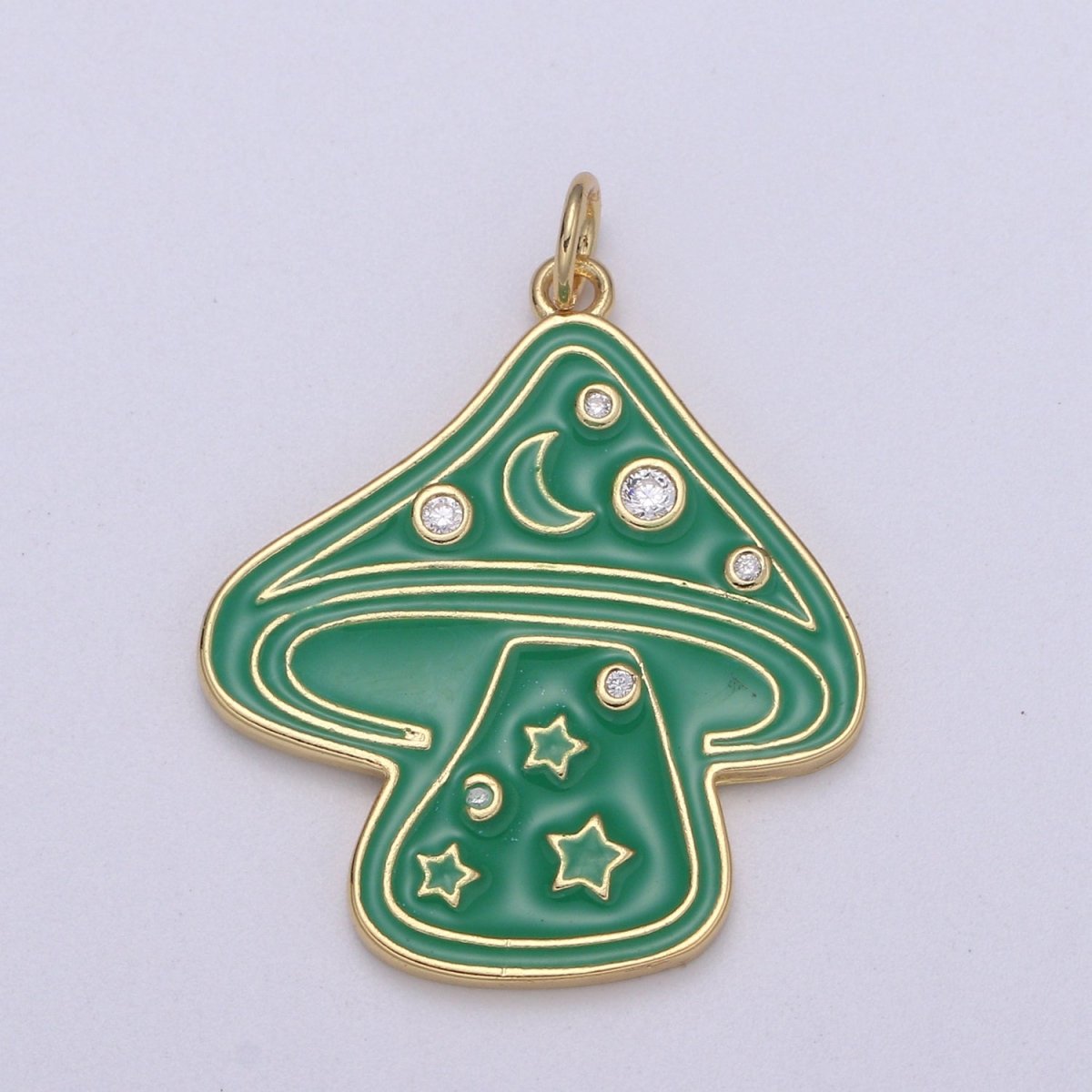 Cute Gold Filled Mushroom Enamel Charm Light Blue, Green, Orange, Pink, Tosca, Yellow E-263-E-268