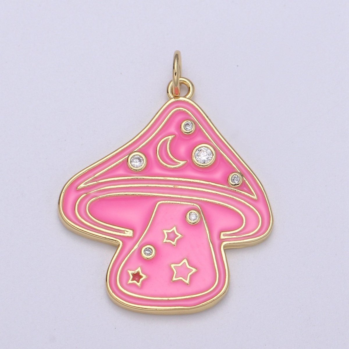 Cute Gold Filled Mushroom Enamel Charm Light Blue, Green, Orange, Pink, Tosca, Yellow E-263-E-268