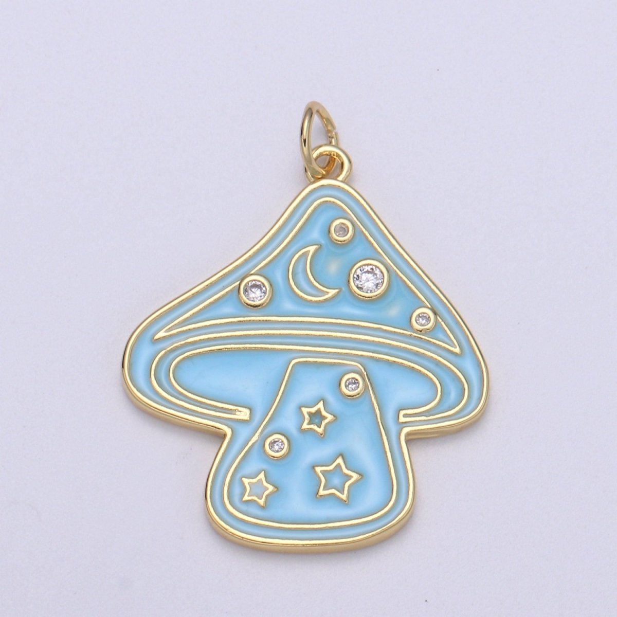 Cute Gold Filled Mushroom Enamel Charm Light Blue, Green, Orange, Pink, Tosca, Yellow E-263-E-268