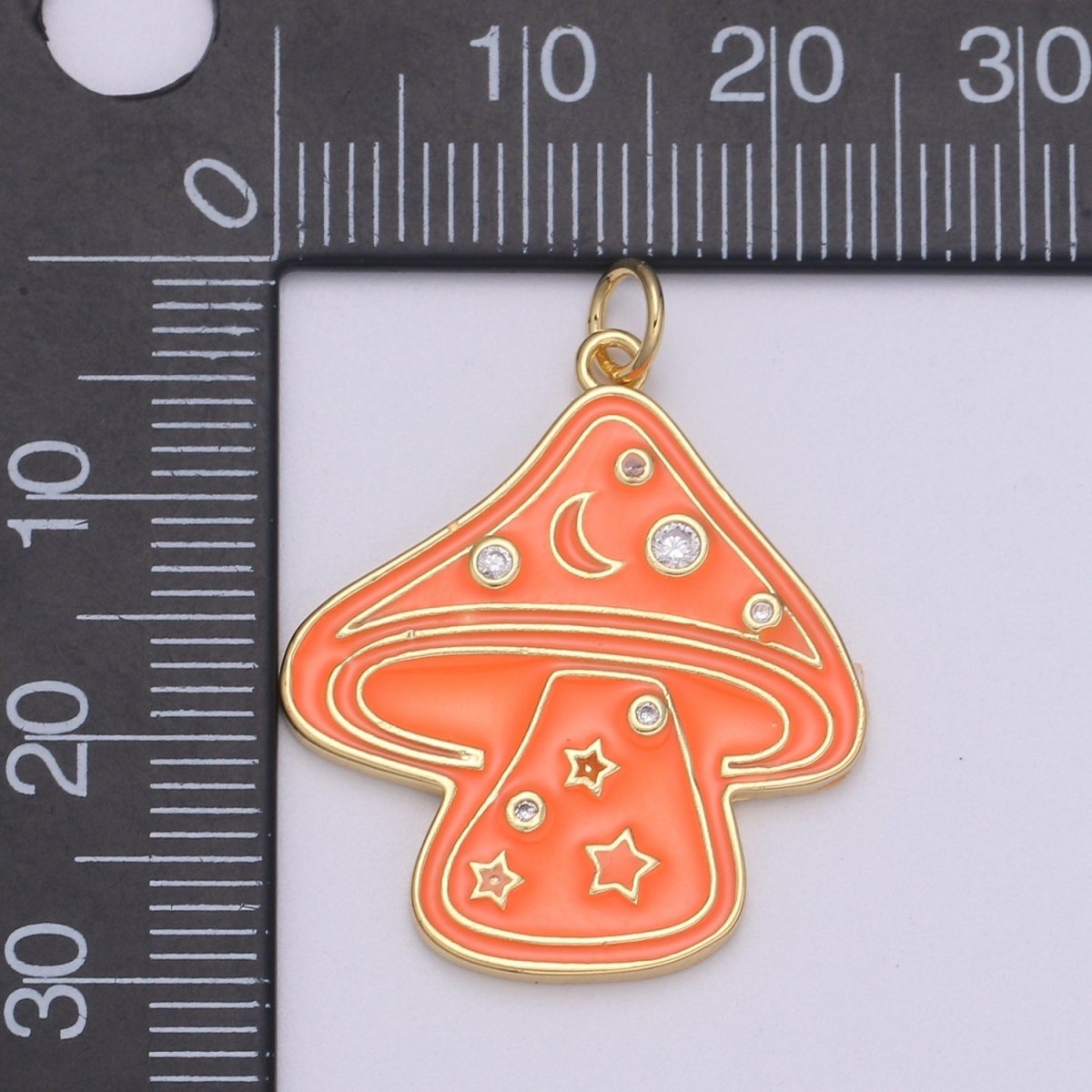 Cute Gold Filled Mushroom Enamel Charm Light Blue, Green, Orange, Pink, Tosca, Yellow E-263-E-268