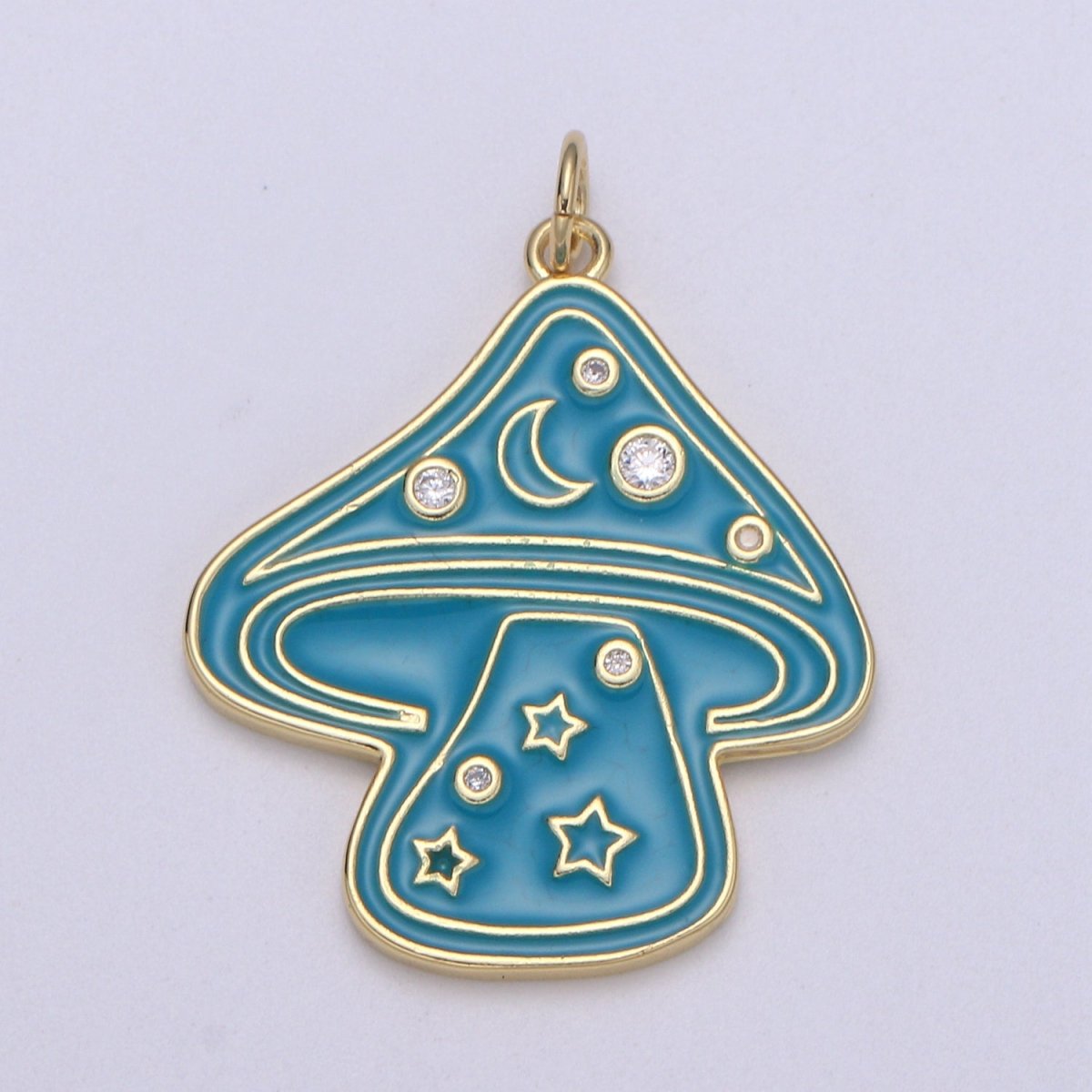 Cute Gold Filled Mushroom Enamel Charm Light Blue, Green, Orange, Pink, Tosca, Yellow E-263-E-268
