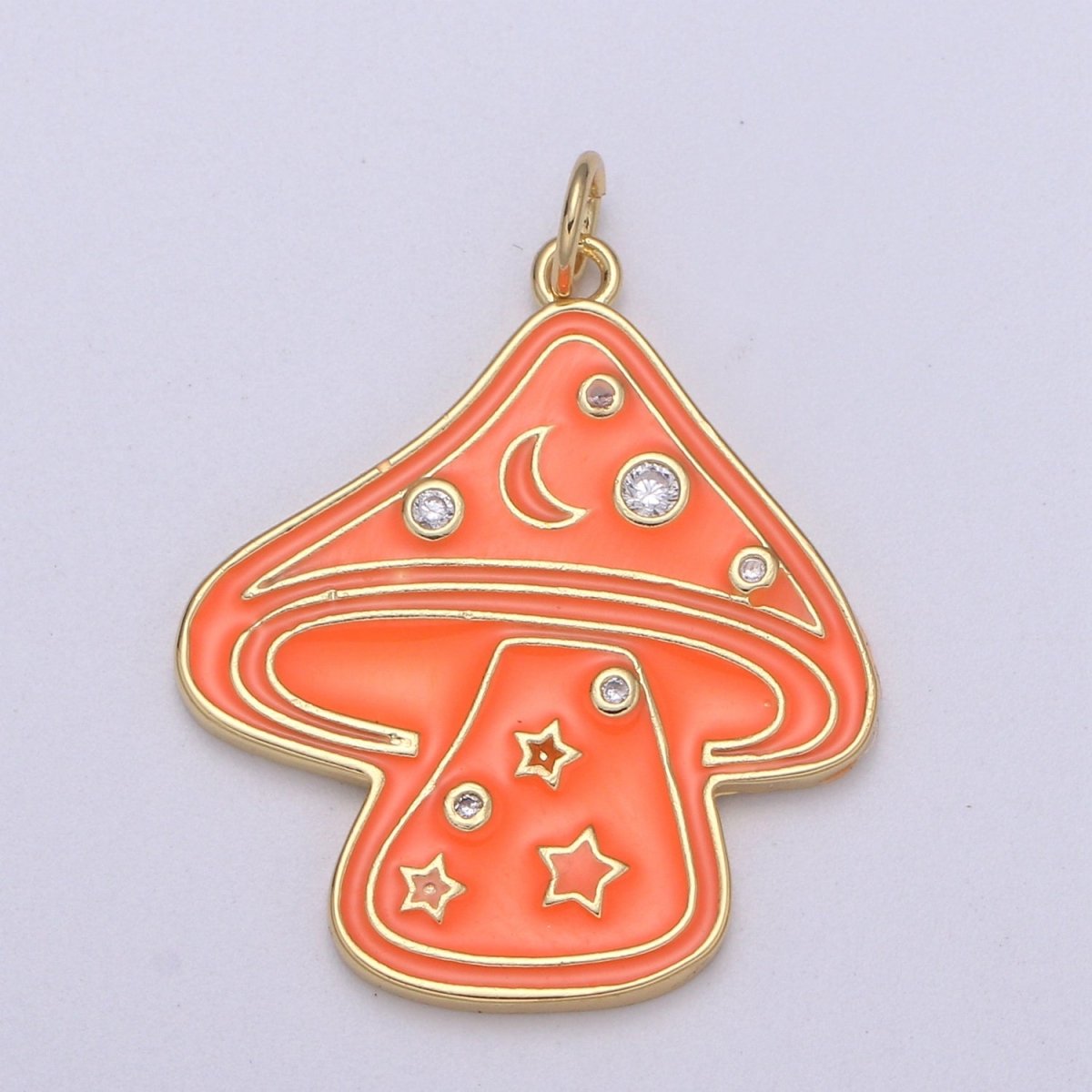 Cute Gold Filled Mushroom Enamel Charm Light Blue, Green, Orange, Pink, Tosca, Yellow E-263-E-268