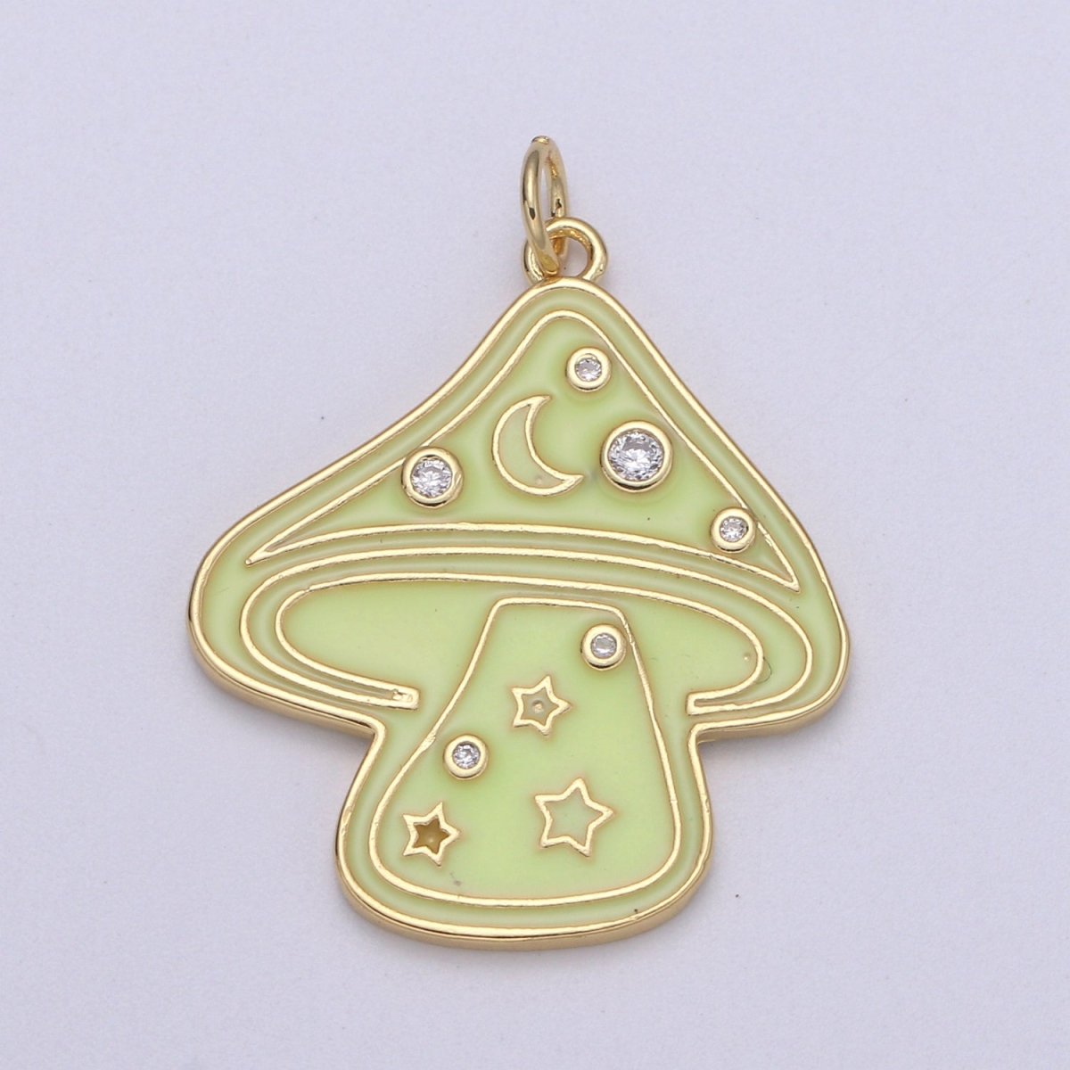 Cute Gold Filled Mushroom Enamel Charm Light Blue, Green, Orange, Pink, Tosca, Yellow E-263-E-268