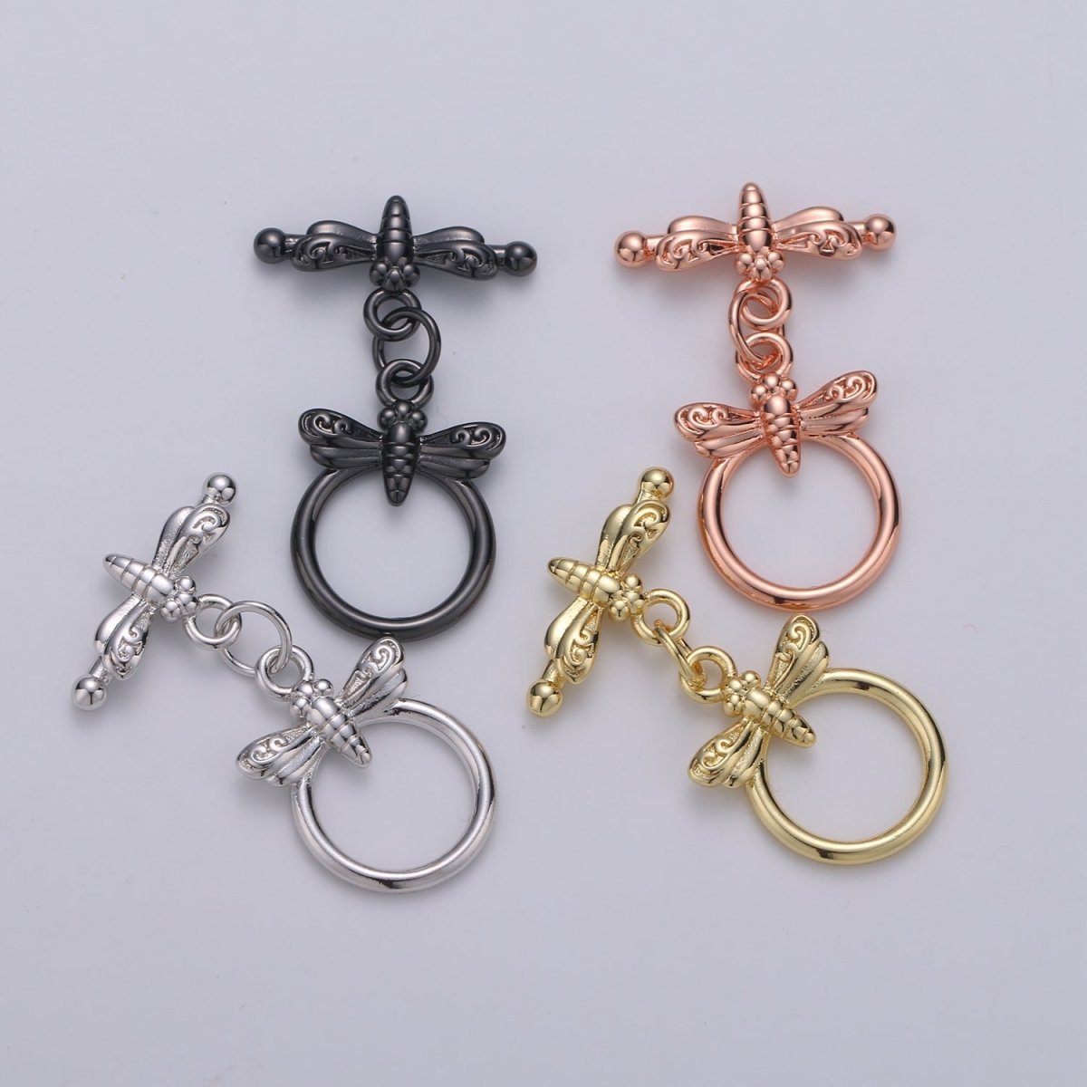Cute Gold Toggle Clasp, Rose Gold , Black, Silver Bee Toggle Clasps Fancy Design OT Clasp WHOLESALE Supply for Bracelet Necklace Component L-114~L-117