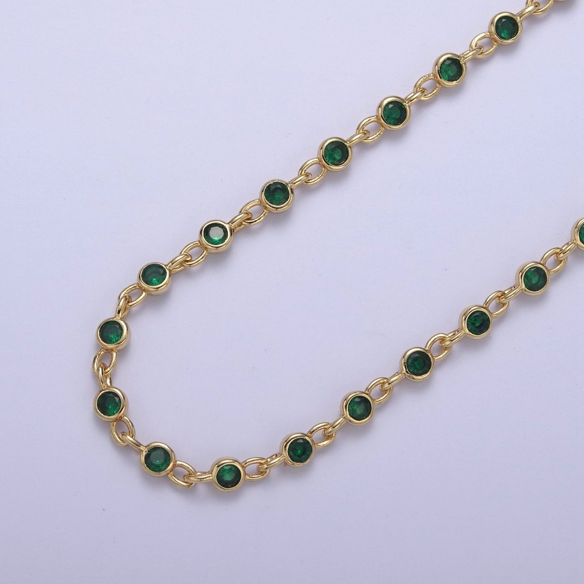 CZ Beaded Chain 4mm Round Bezel Cut Cubic Zirconia Beads Gold Filled Unsoldered Bezel Connector Beads Findings | ROLL-747 to ROLL-749 Clearance Pricing
