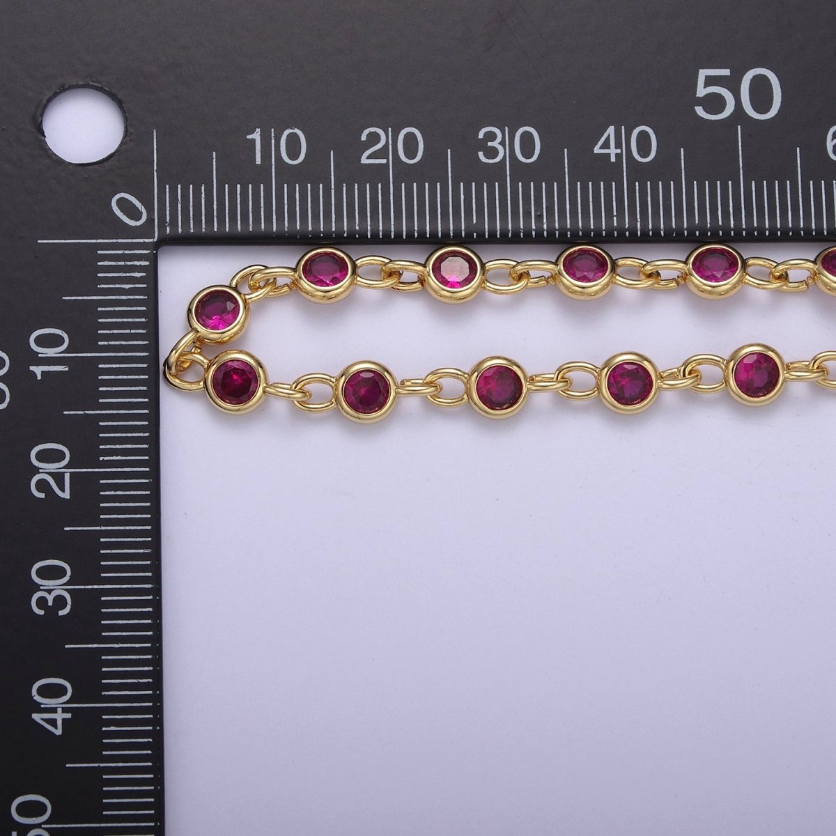 CZ Beaded Chain 4mm Round Bezel Cut Cubic Zirconia Beads Gold Filled Unsoldered Bezel Connector Beads Findings | ROLL-747 to ROLL-749 Clearance Pricing
