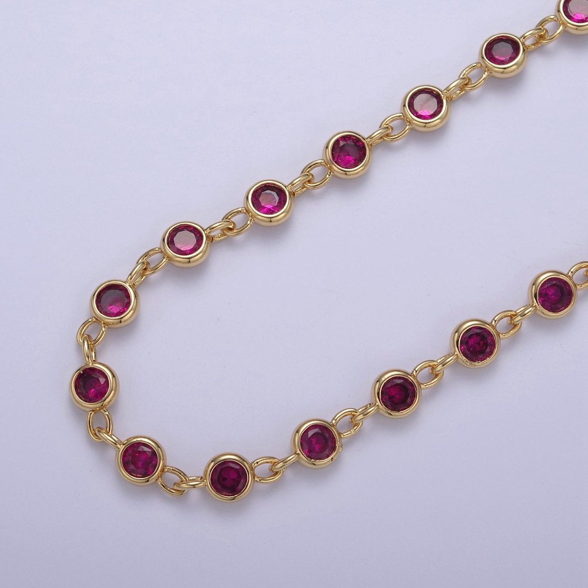 CZ Beaded Chain 6mm Round Bezel Cut Cubic Zirconia Beads Gold Filled Unsoldered Bezel Connector Beads Findings | ROLL-739 to ROLL-742 Clearance Pricing