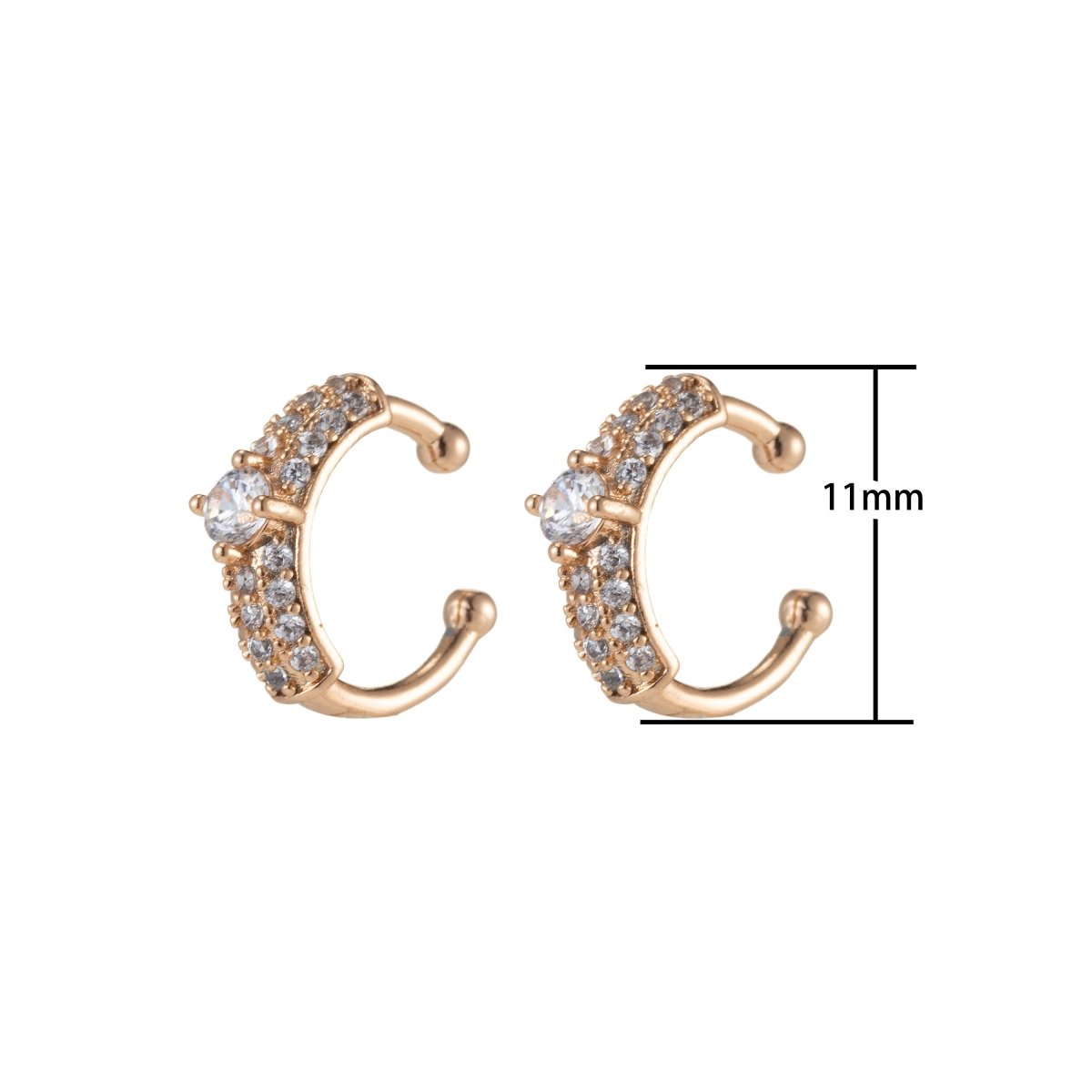 Cz ear cuff, Dainty ear cuff, Minimalist ear cuff, Delicate ear cuff, Gold earcuff, Micro Pave ear cuff, ear cuff gold earring AI-037