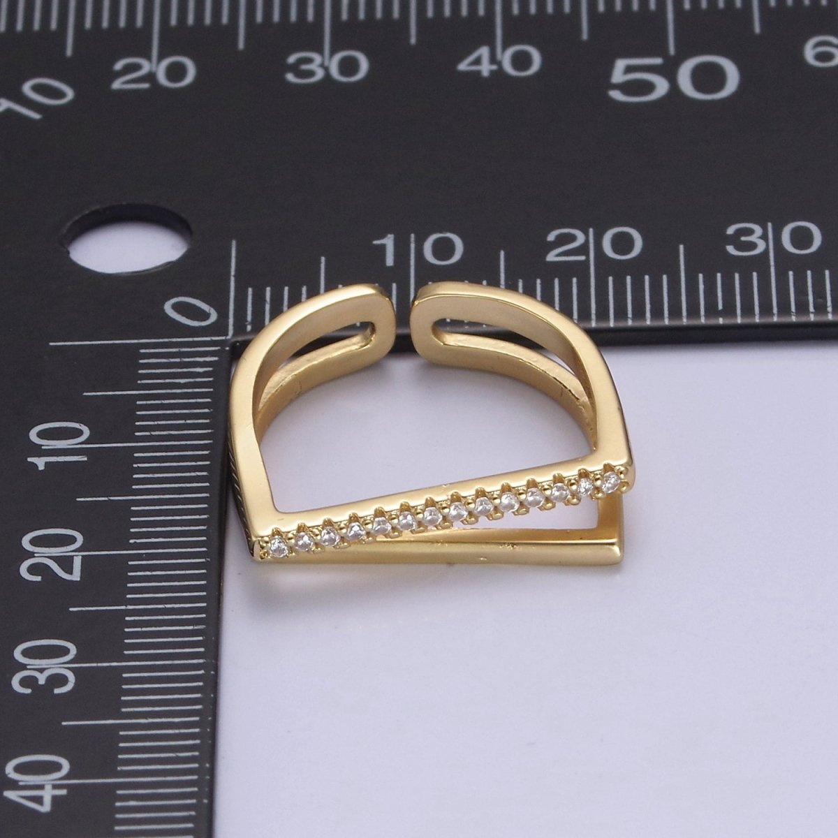 CZ Flat Top Ring, Geometric Gold Flat Top Ring, Geometric Gold Filled Flat Top Ring, Dainty Stacking Ring S-370 - DLUXCA