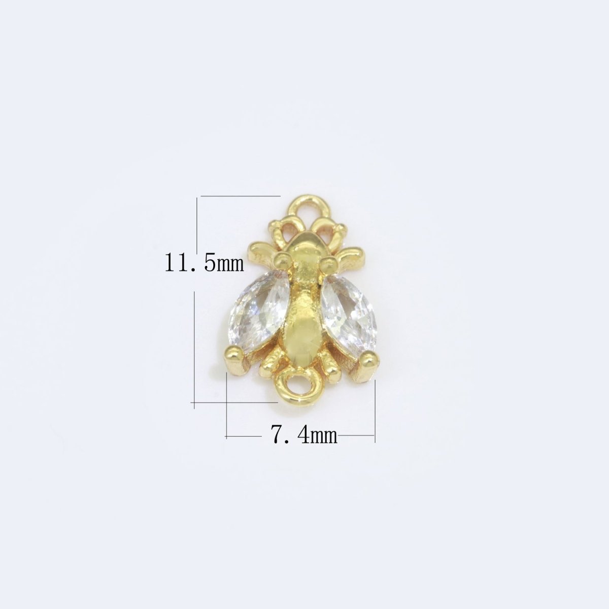 CZ Fly Pendant, Gold Plated Housefly Charm Connector DIY Insect Jewelry Making Supplies F-909 F-910