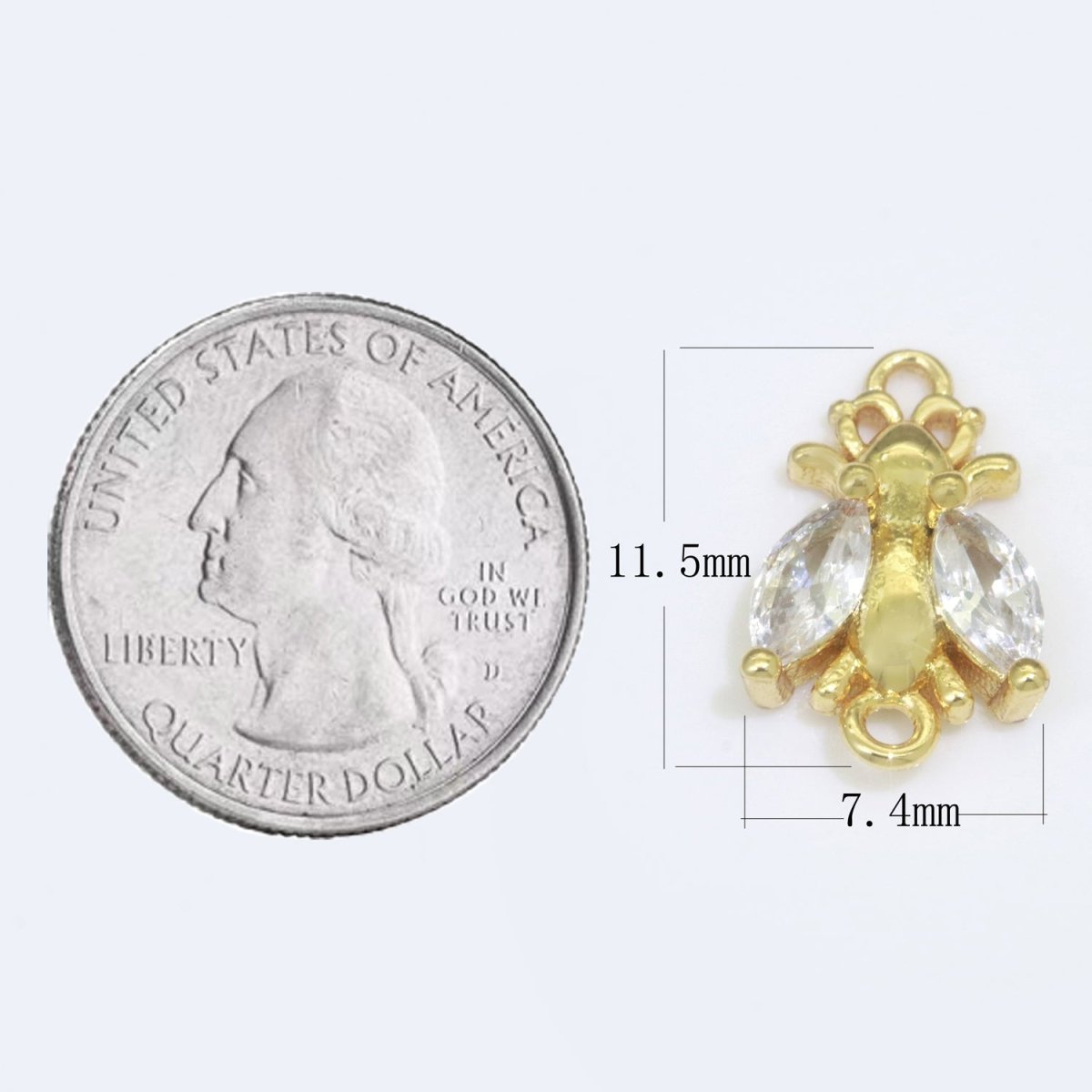 CZ Fly Pendant, Gold Plated Housefly Charm Connector DIY Insect Jewelry Making Supplies F-909 F-910