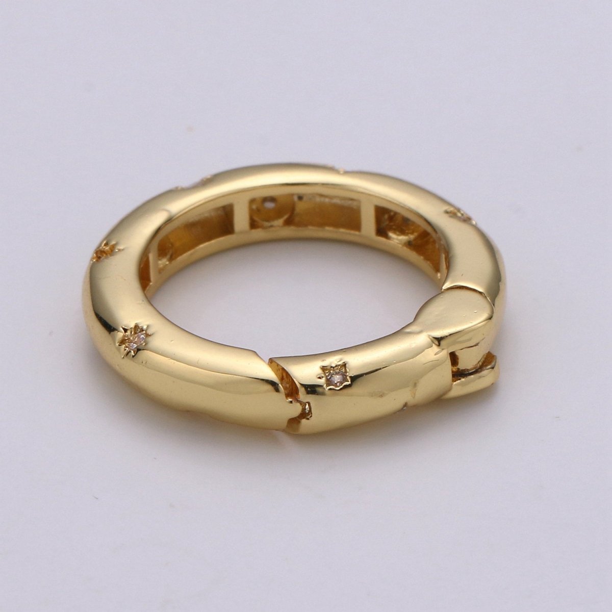 Cz Gold Spring Gate Ring, Push Gate ring, 20mm Round Ring Charm Holder Rose Gold Black Gun Metal Silver Clasp for Connector Charm Holder K-851