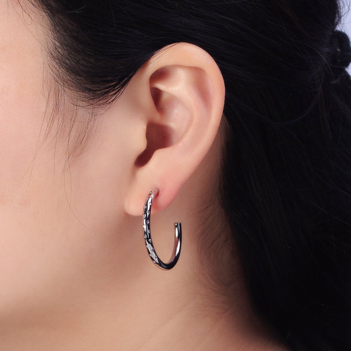 CZ Gold Tube Hoop Earring Silver Micro Pave Stone Earring Minimalist Jewelry AB741 AB749