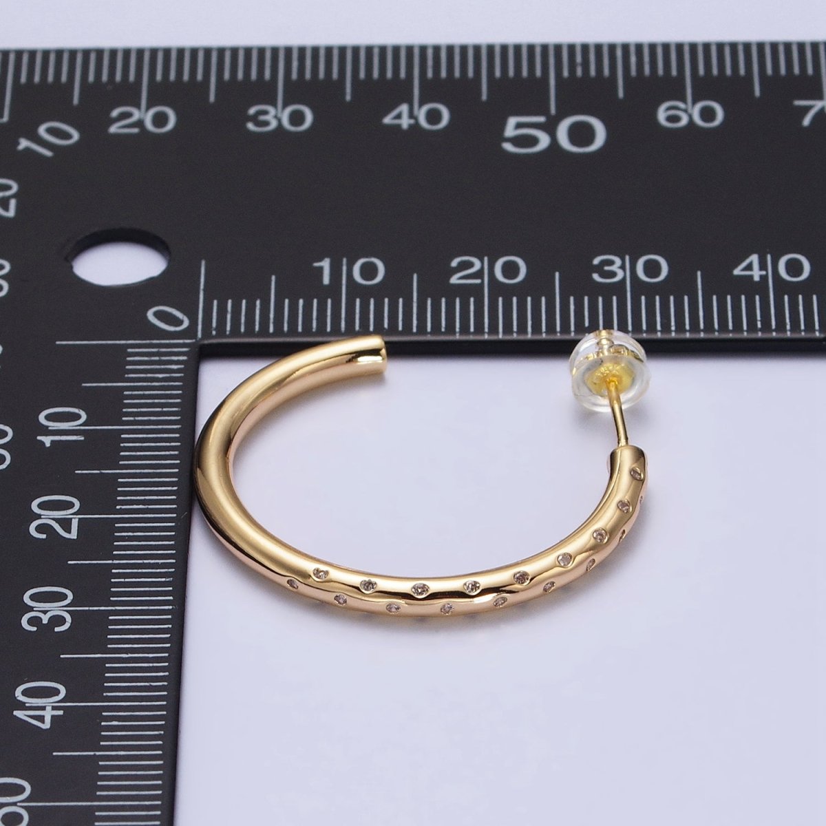 CZ Gold Tube Hoop Earring Silver Micro Pave Stone Earring Minimalist Jewelry AB741 AB749