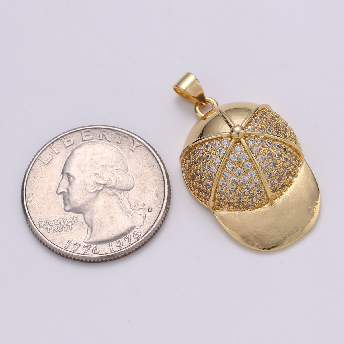 CZ Micro Pave Baseball Cap Shape Pendant Necklace Charm,Cubic Zirconia Gold Filled Charm, Hip Hop Men Necklace Charm Pendant J-139