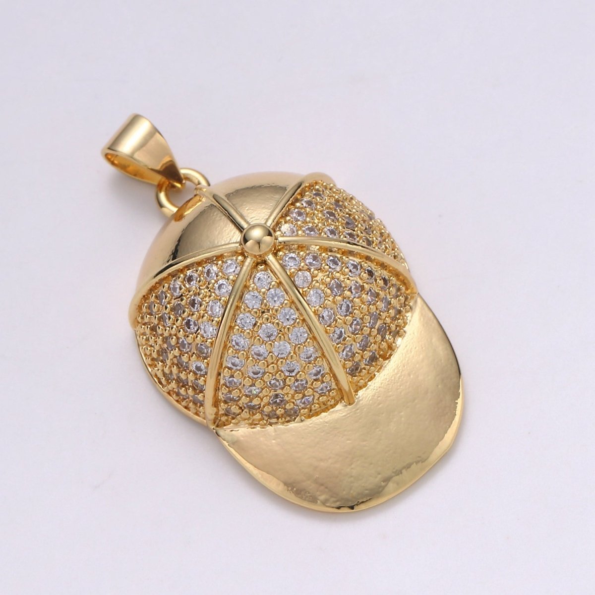 CZ Micro Pave Baseball Cap Shape Pendant Necklace Charm,Cubic Zirconia Gold Filled Charm, Hip Hop Men Necklace Charm Pendant J-139