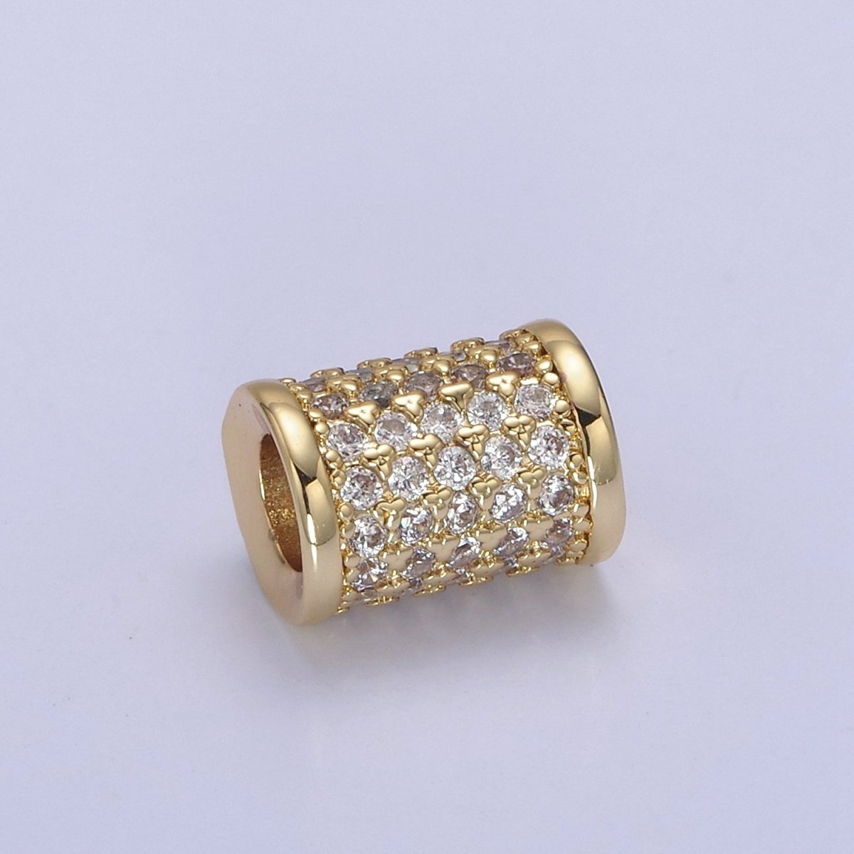 CZ Micro Pave Curved Tube Spacer, CZ Micro Pave Large Hole Tube Beads, Large Hole Curve Tube Bead, DIY, Jewelry Making 10x7.5mm B-461