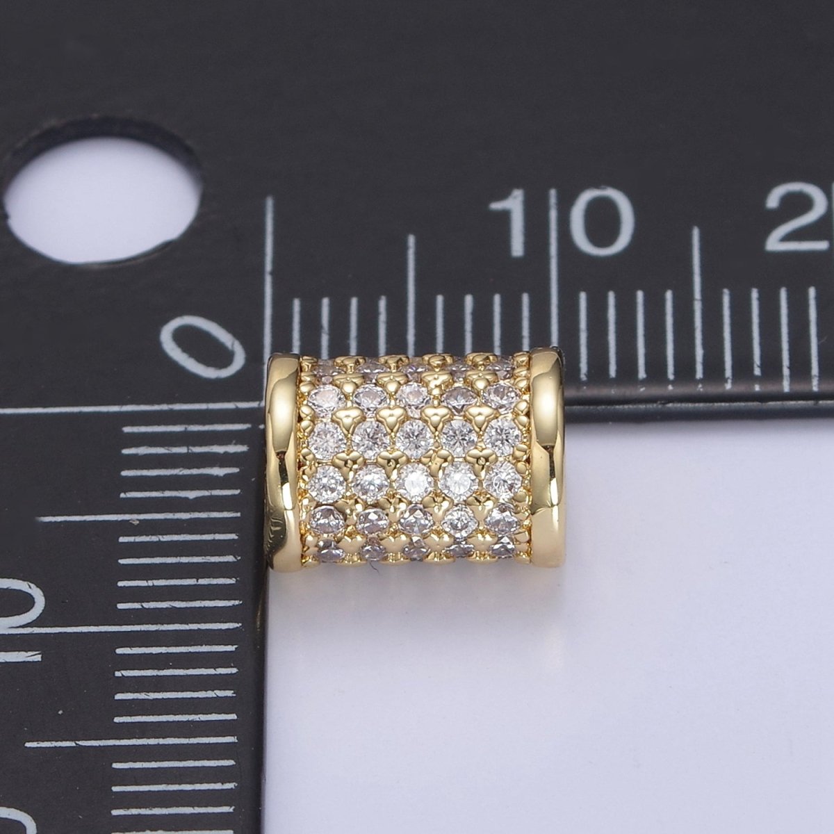 CZ Micro Pave Curved Tube Spacer, CZ Micro Pave Large Hole Tube Beads, Large Hole Curve Tube Bead, DIY, Jewelry Making 10x7.5mm B-461