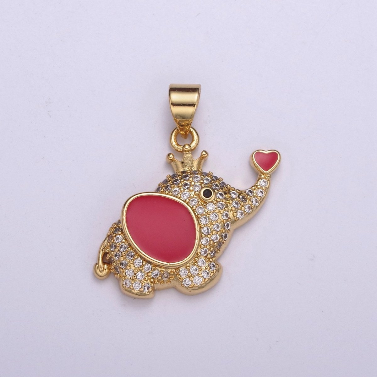 CZ Micro Pave Elephant Shape Pendant Charm,14K Gold Filled Elephant Charm, Necklace Bracelet Charm Pendant H-045 H-046