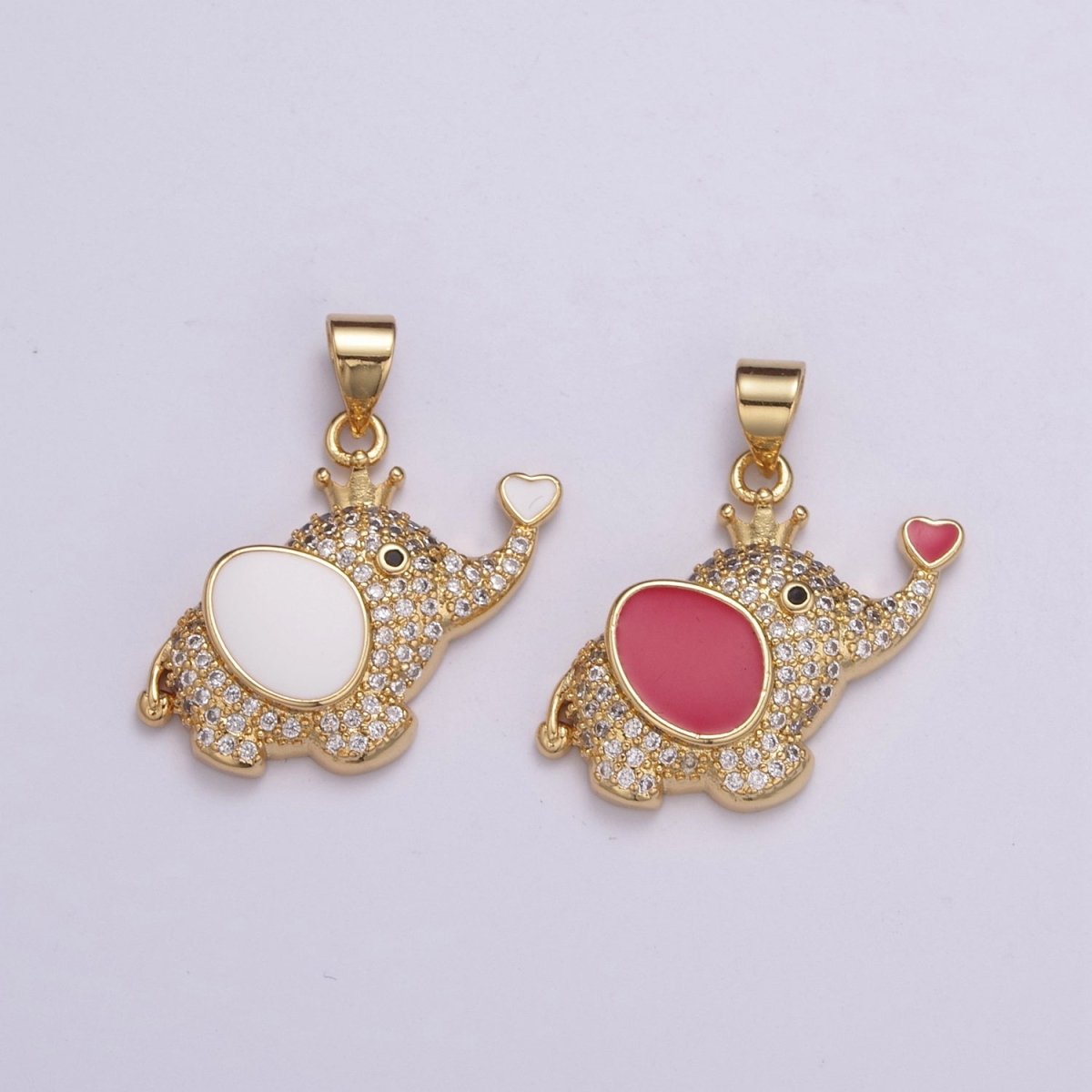 CZ Micro Pave Elephant Shape Pendant Charm,14K Gold Filled Elephant Charm, Necklace Bracelet Charm Pendant H-045 H-046