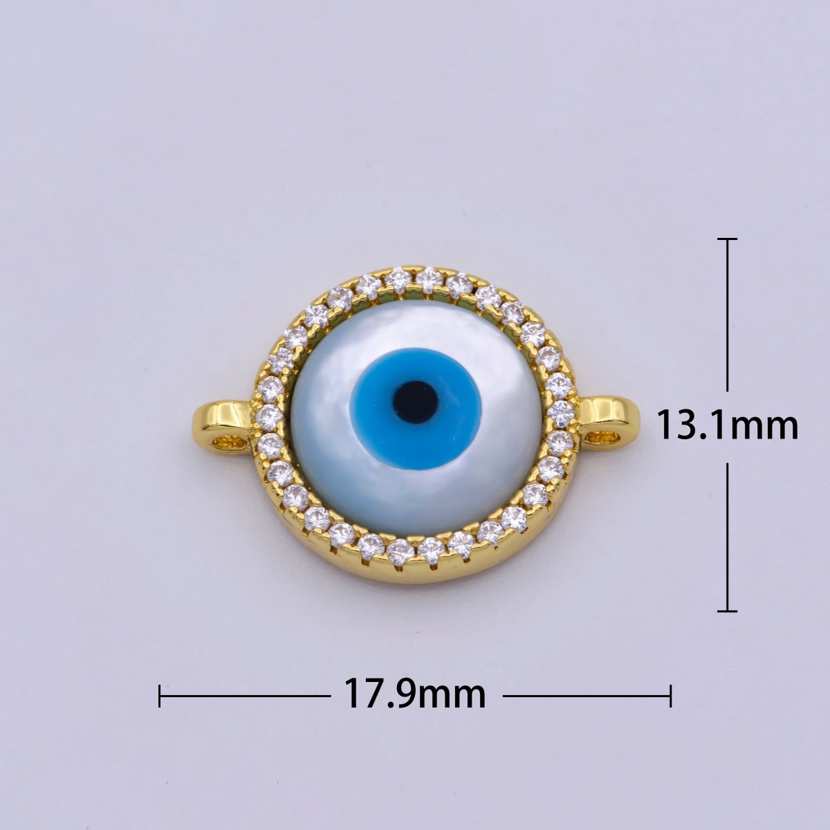 CZ Micro Pave Evil Eye Round Connector with Cubic Zirconia Link Space Connector Bracelet Component 18x13mm F-136 F-137